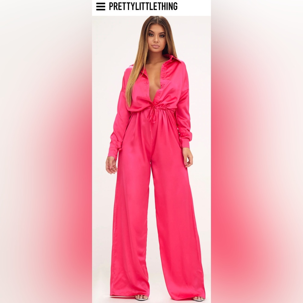 (SOLD) NWT - Fuchsia Oversized Drawstring Jumpsuit | sz 16